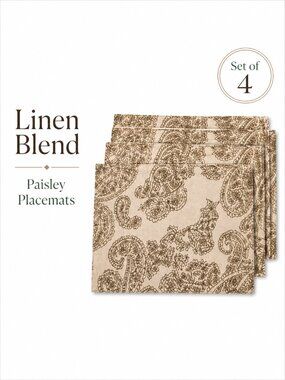 Linen Cotton Paisley Placemats Set 4 Beige 13x18 Bed Bath & Beyond